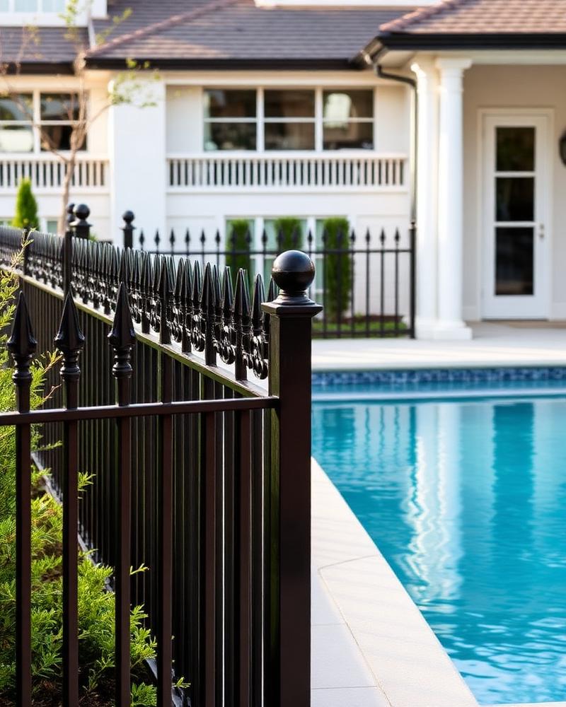 Black aluminum pool fence