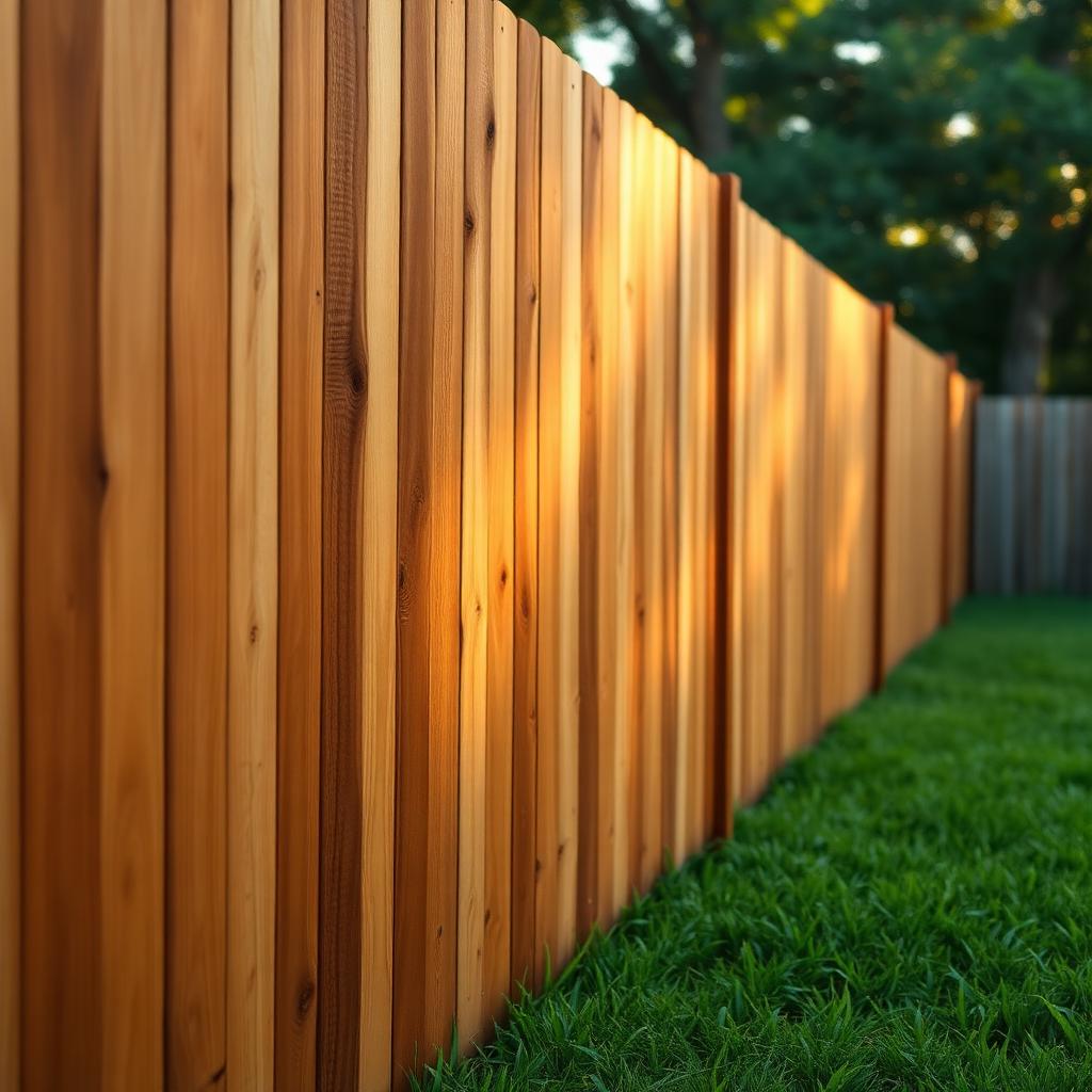 Cedar privacy fence at golden hour